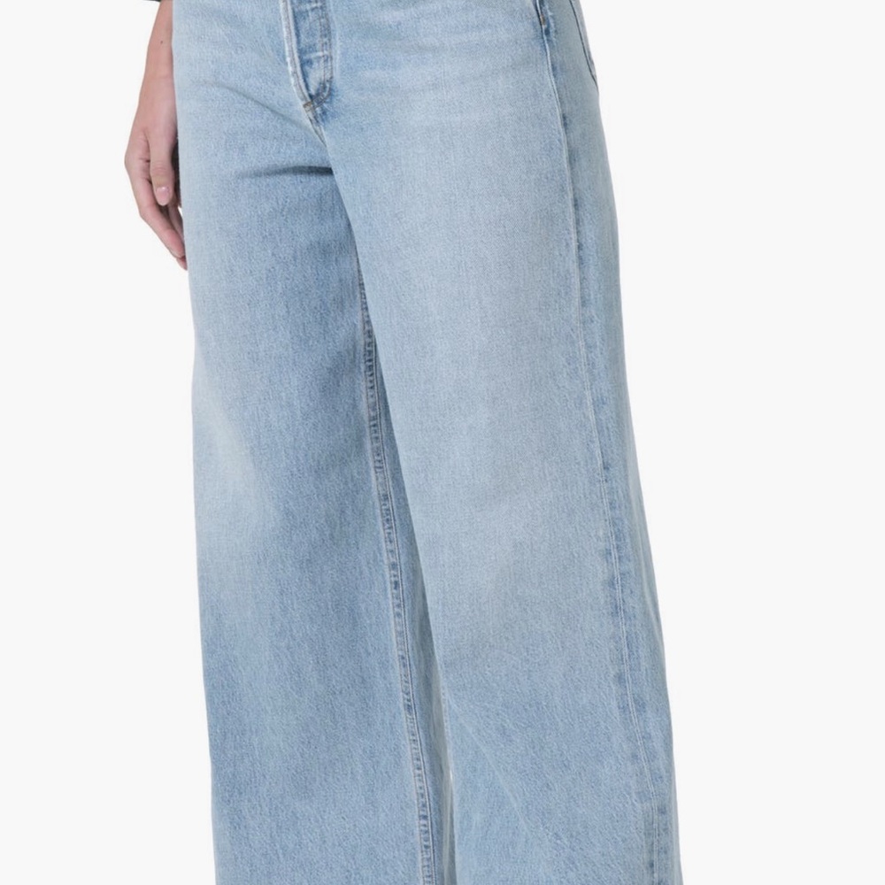 Light Blue Wide-Leg Women Jeans AGOLDE Dame high waist wide